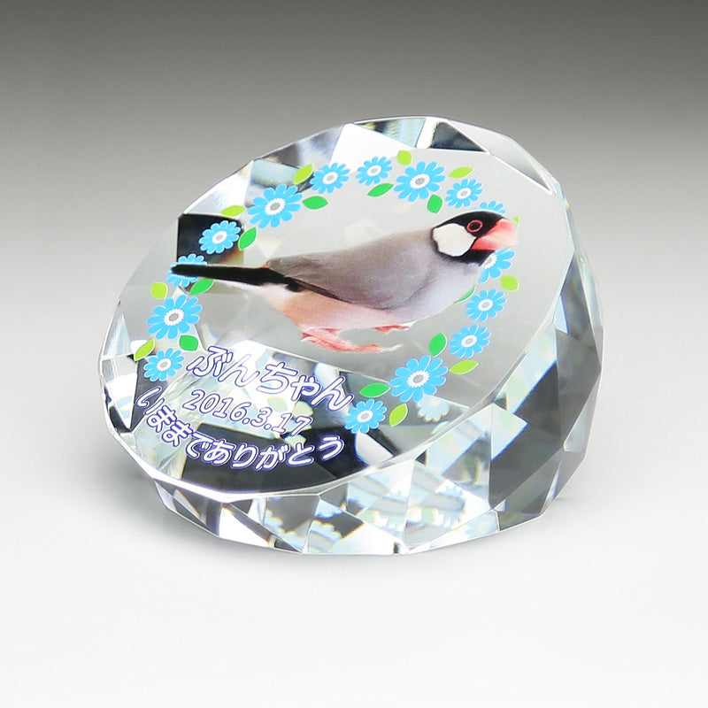 JC211★最高級 ESTELLE ダイヤモンド0.46ct pt ヘッド オリジナル オーダーメイドペット位牌 クリスタルメモリアル 円形 側面